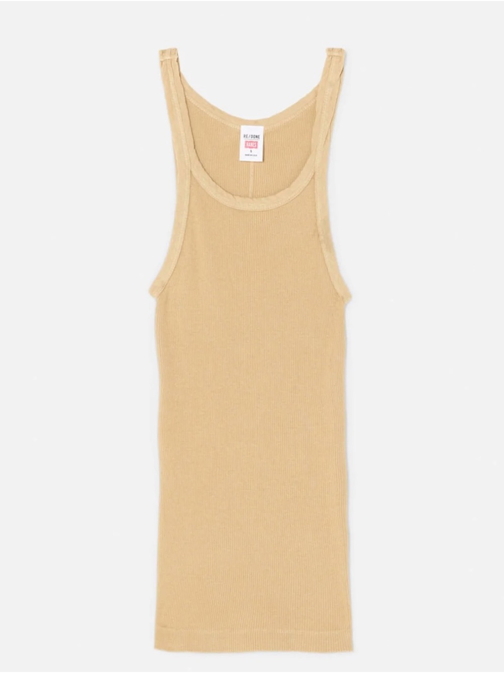 Re/Done Hanes Ribbed Tank in Khaki